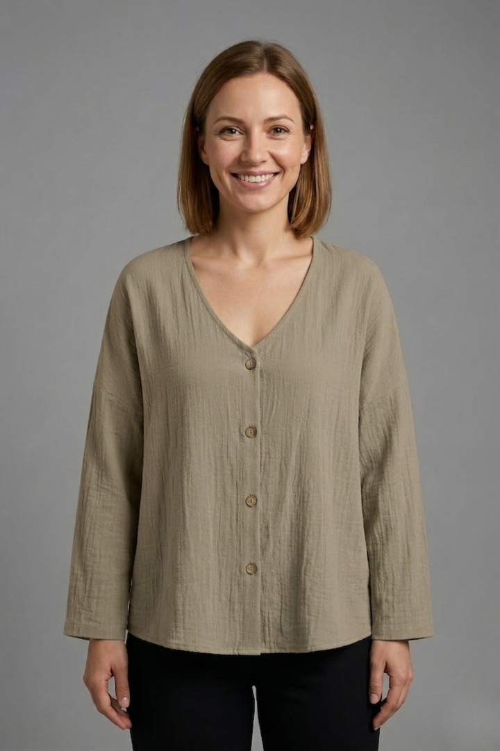 Lila | V-Neck Button Blouse