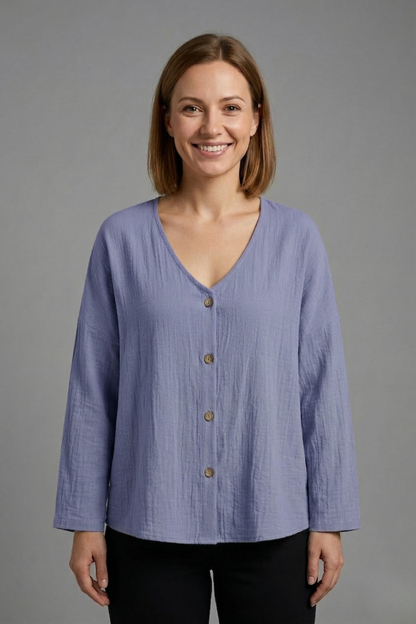 Lila | V-Neck Button Blouse