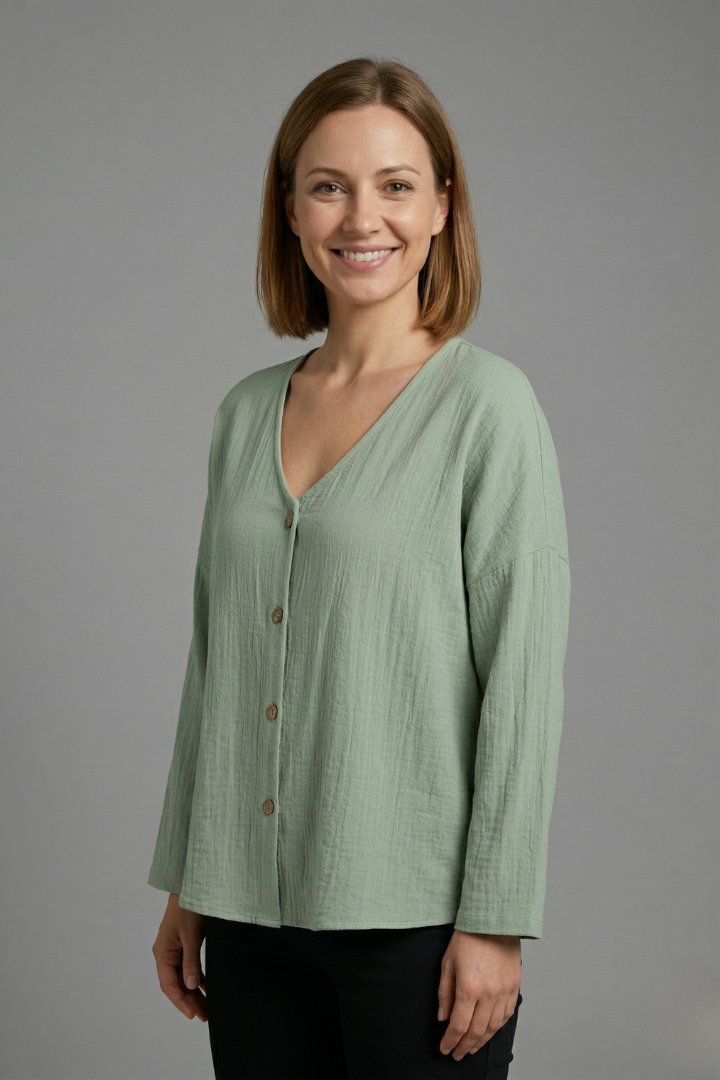 Lila | V-Neck Button Blouse