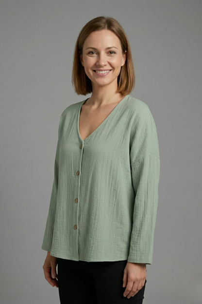 Lila | V-Neck Button Blouse