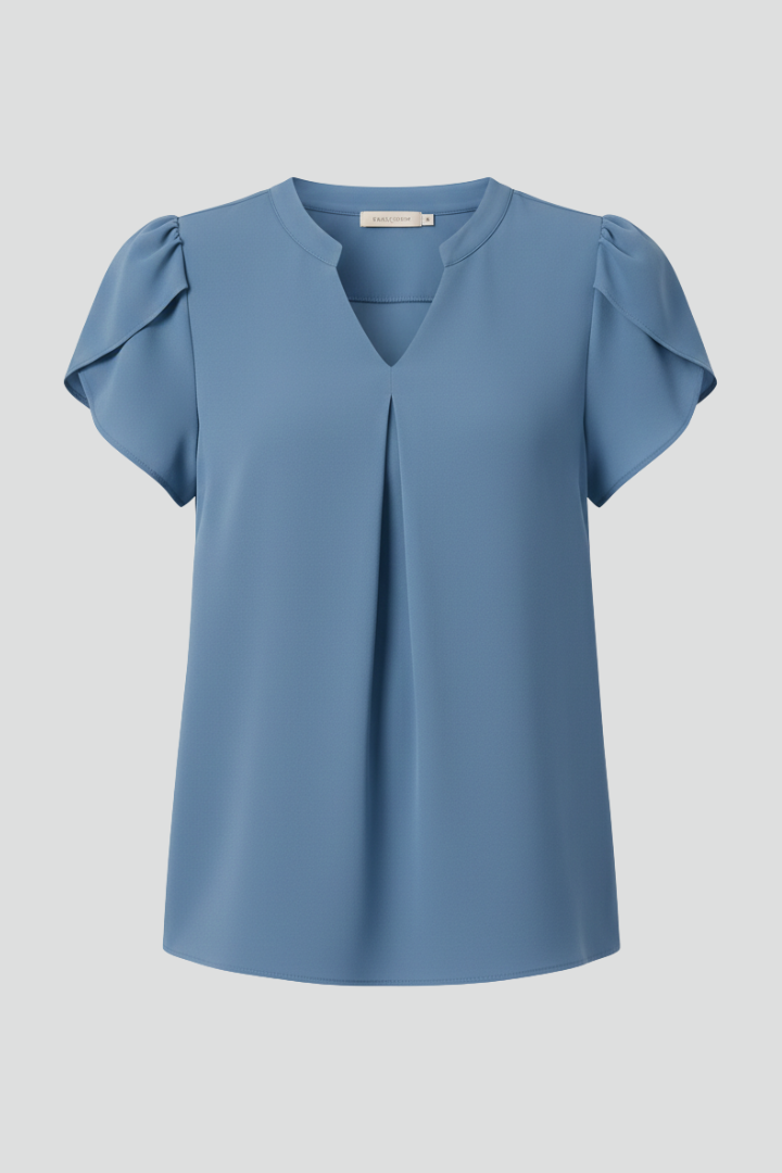 Elena | Chic V-Neck Short Sleeve Blouse