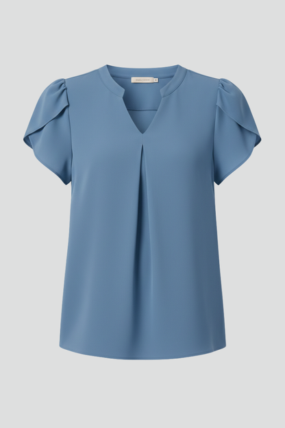 Elena | Chic V-Neck Short Sleeve Blouse