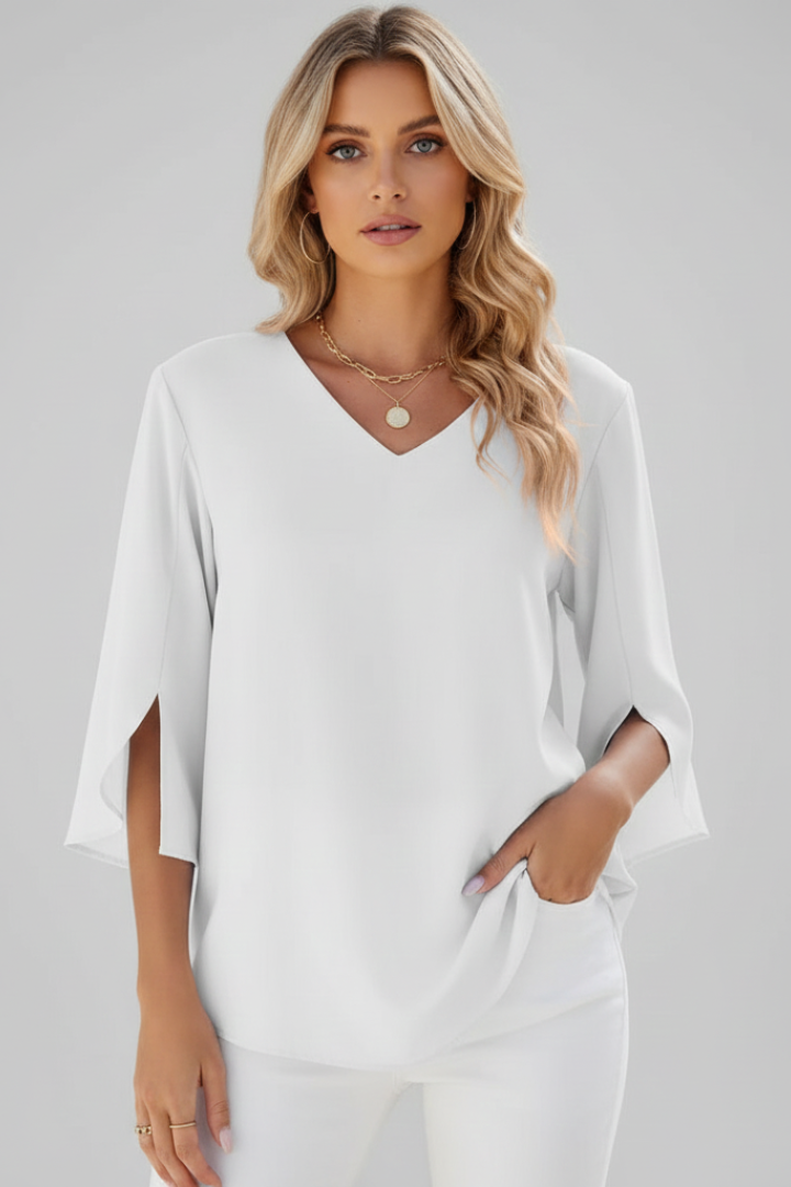 Elena | V-Neck Short Sleeve Blouse