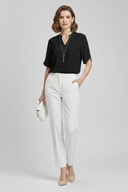Lila | V-Neck Short Sleeve Blouse