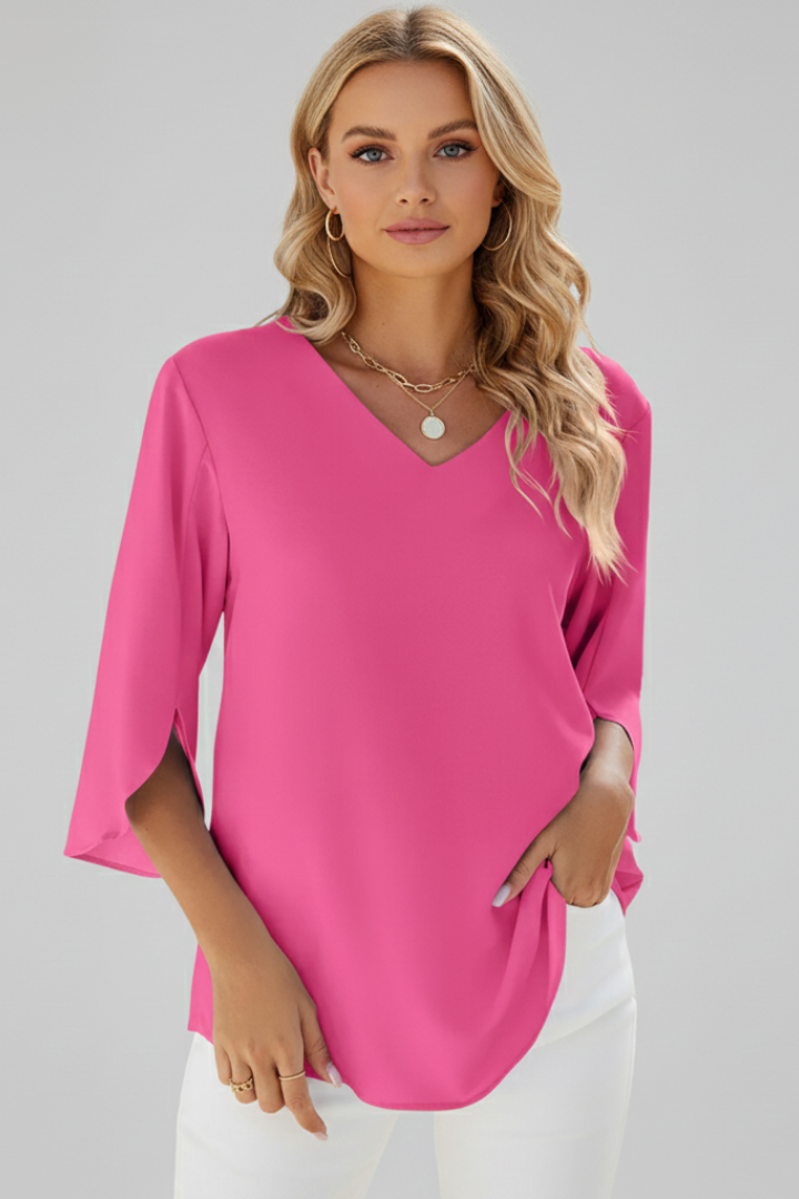 Lila | V-Neck Short Sleeve Blouse