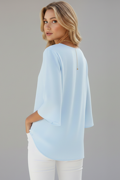 Elena | Chic V-Neck Short Sleeve Blouse