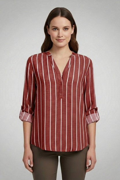 Lila | V-Neck Striped Blouse