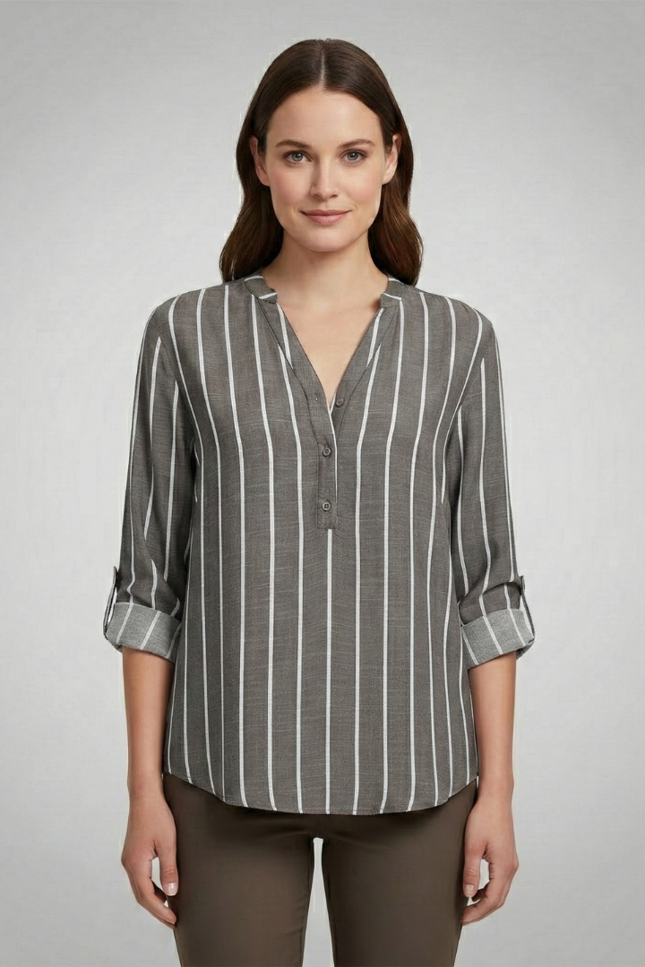 Lila | V-Neck Striped Blouse