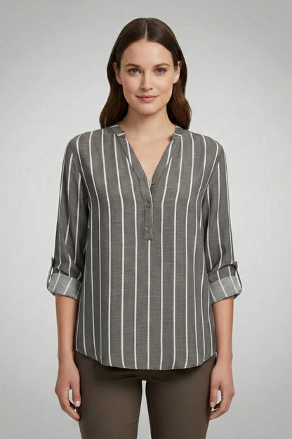 Lila | V-Neck Striped Blouse