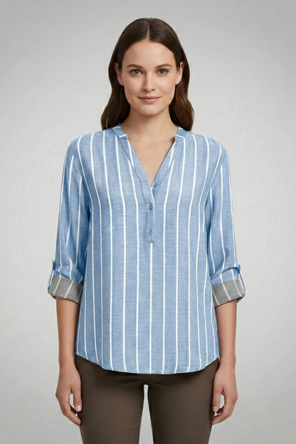 Lila | V-Neck Striped Blouse