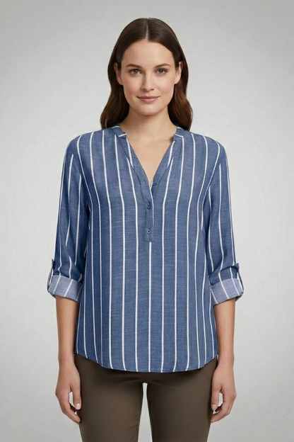 Lila | V-Neck Striped Blouse