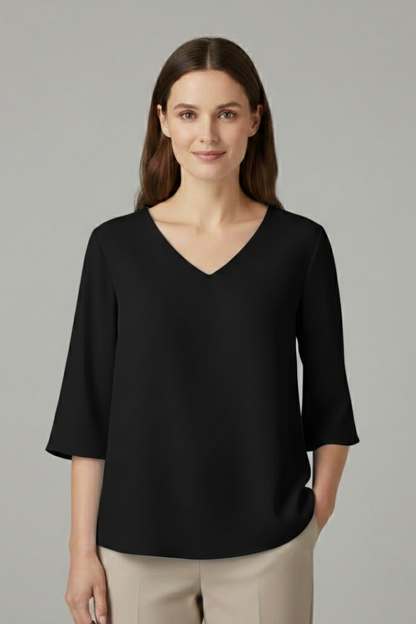 Lila | V-Neck Three-Quarter Sleeve Blouse