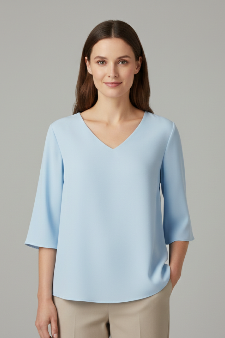 Lila | V-Neck Three-Quarter Sleeve Blouse