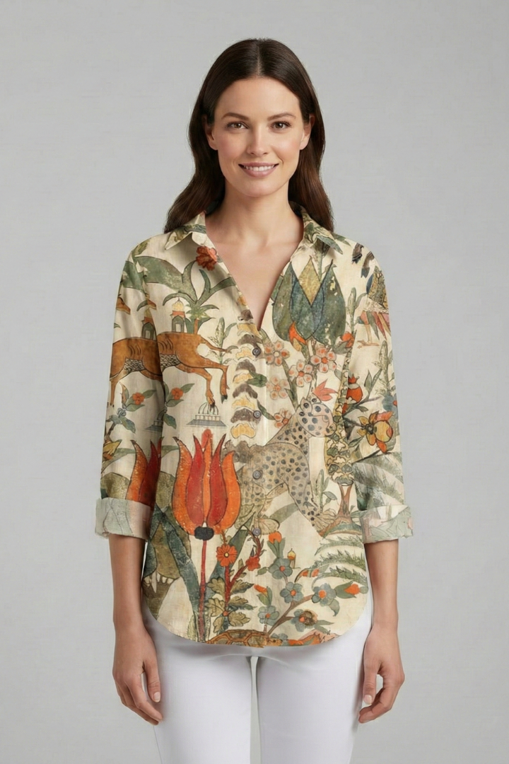 Lena | V-Neck Printed Blouse