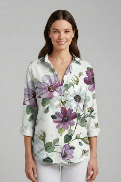 Lena | V-Neck Printed Blouse