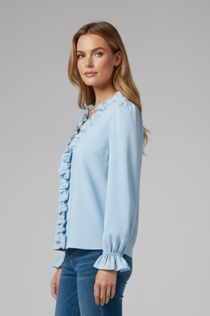 Livia | V Neck Ruffle Detail Blouse