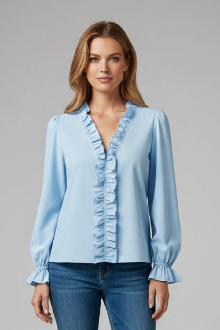 Livia | V Neck Ruffle Detail Blouse