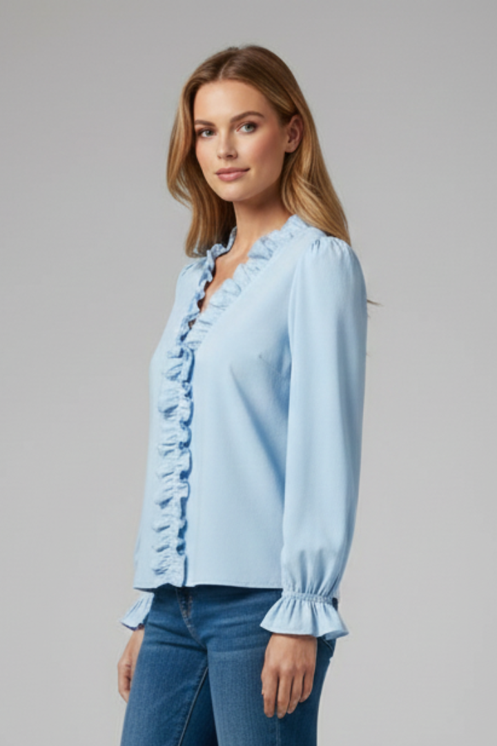 Livia | V Neck Ruffle Detail Blouse
