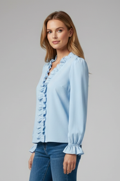 Livia | V Neck Ruffle Detail Blouse