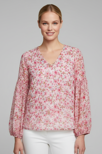 Lila | Floral Print V Neck Blouse