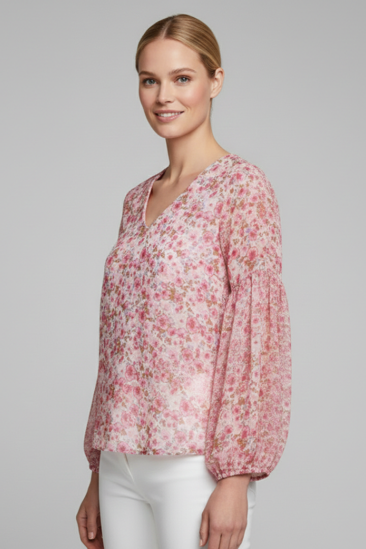 Lila | Floral Print V Neck Blouse