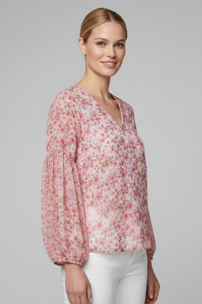 Lila | Floral Print V Neck Blouse