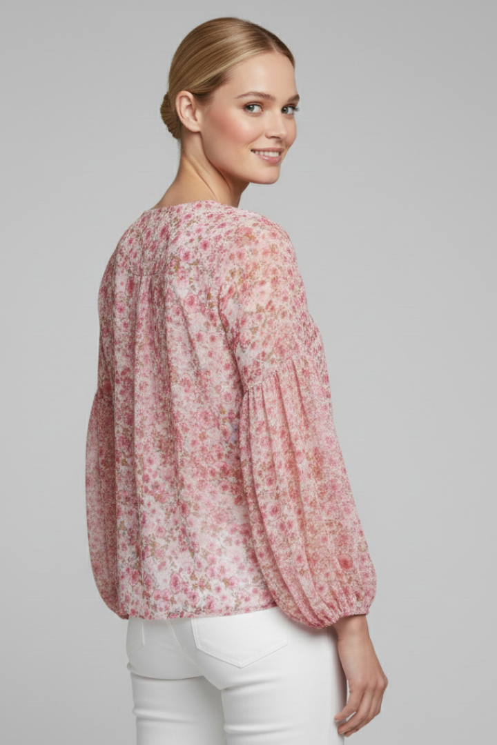 Lila | Floral Print V Neck Blouse