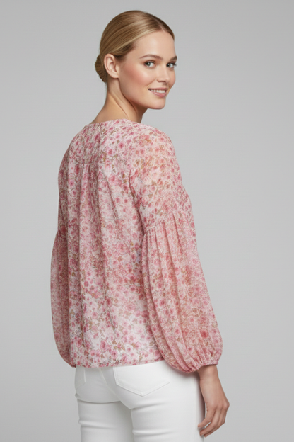 Lila | Floral Print V Neck Blouse