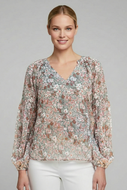 Lila | Floral Print V Neck Blouse