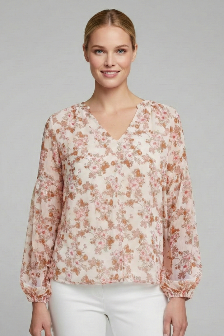 Lila | Floral Print V Neck Blouse
