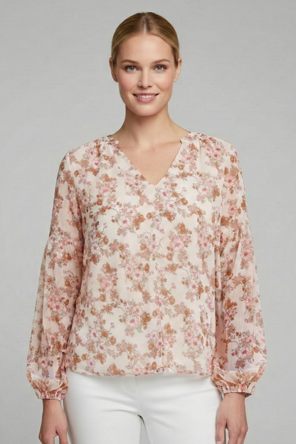 Lila | Floral Print V Neck Blouse
