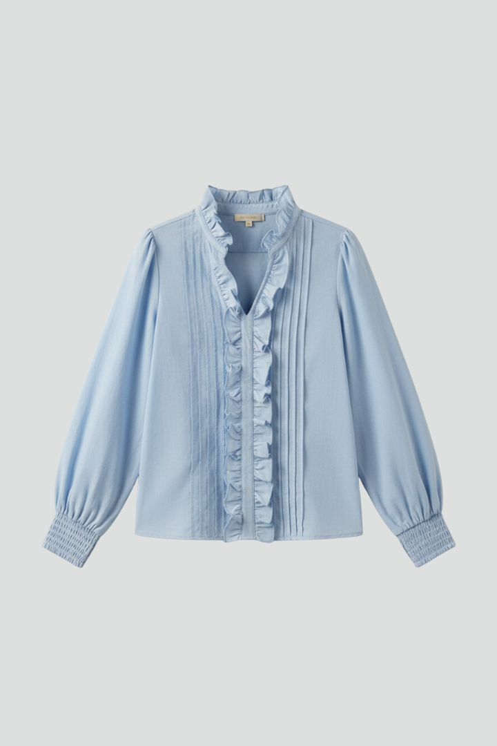 Elena | V-Neck Ruffle Trim Blouse