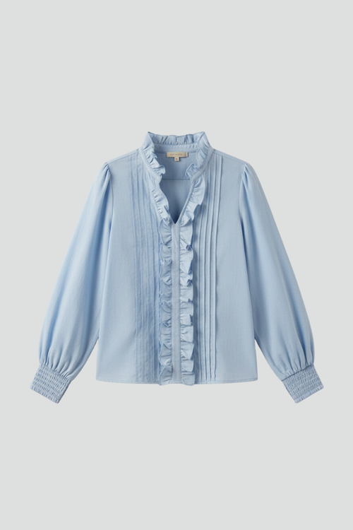 Elena | V-Neck Ruffle Trim Blouse