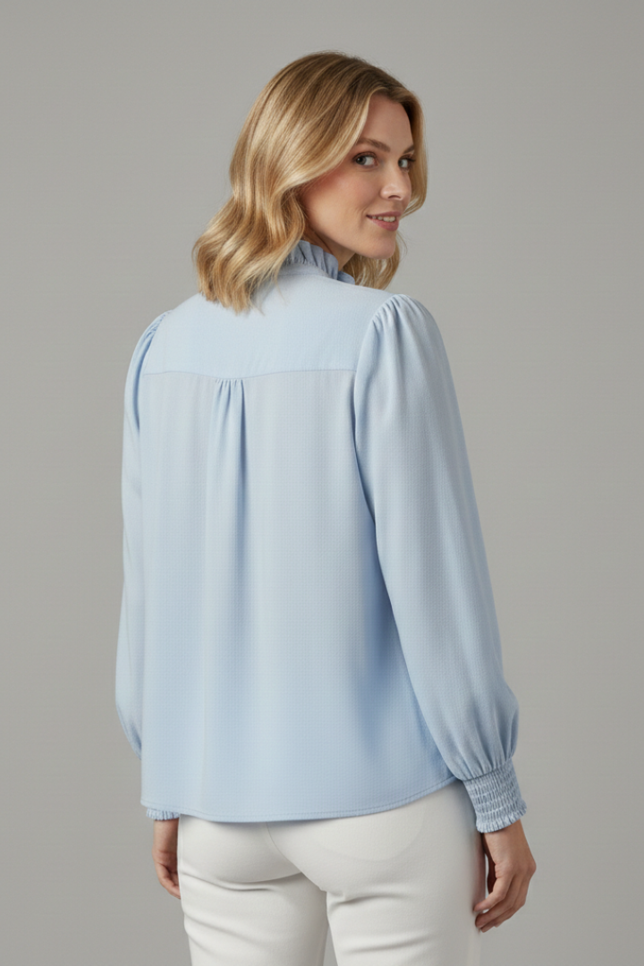 Elena | V-Neck Ruffle Trim Blouse