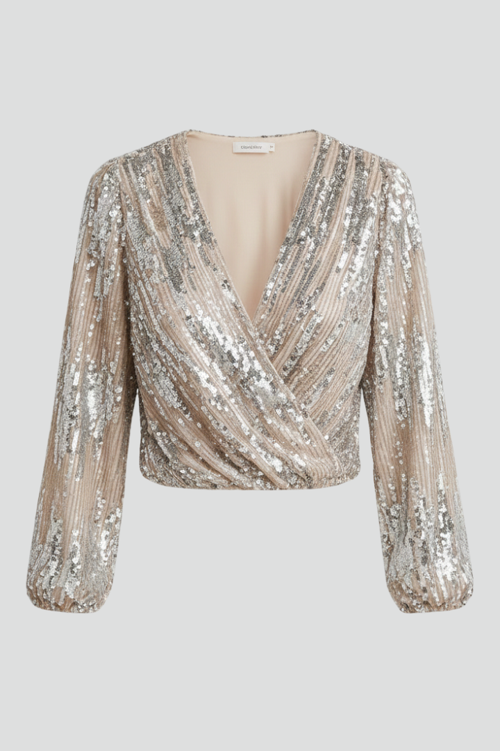 Lila | V Neck Sequin Blouse
