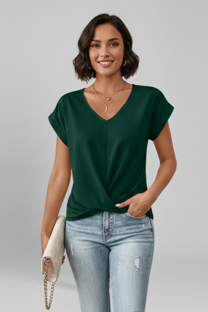 Lila | V Neck Short Sleeve Blouse