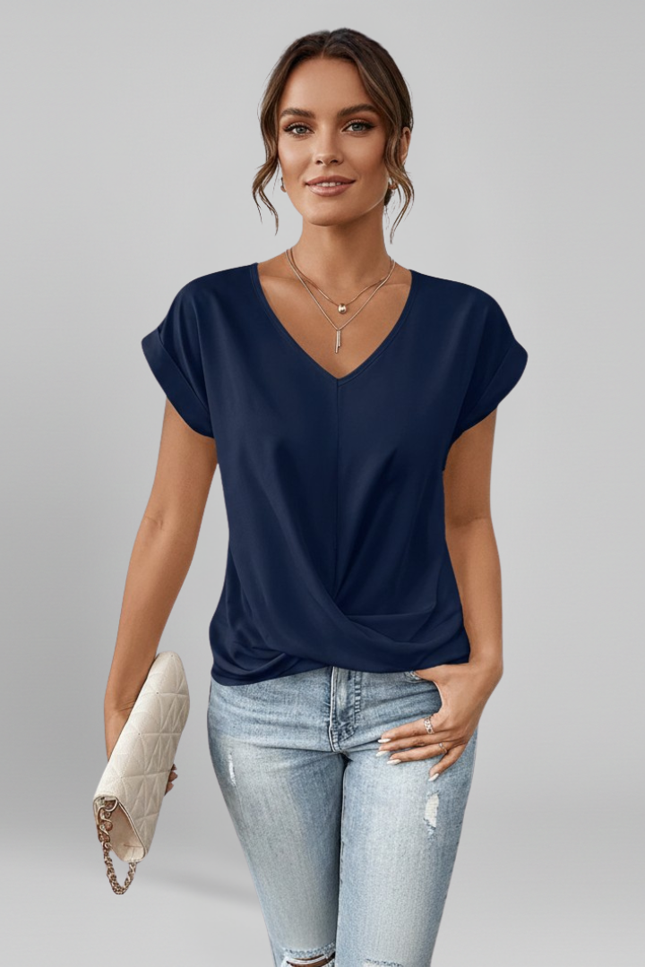 Lena | V Neck Short Sleeve Blouse