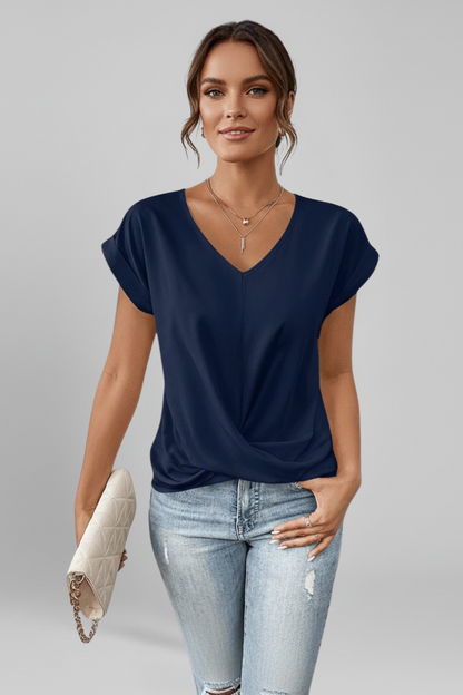 Lila | V Neck Short Sleeve Blouse
