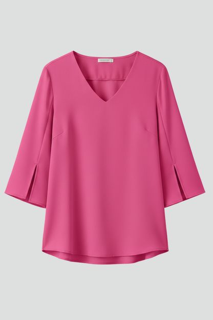Lila | V Neck Short Sleeve Blouse