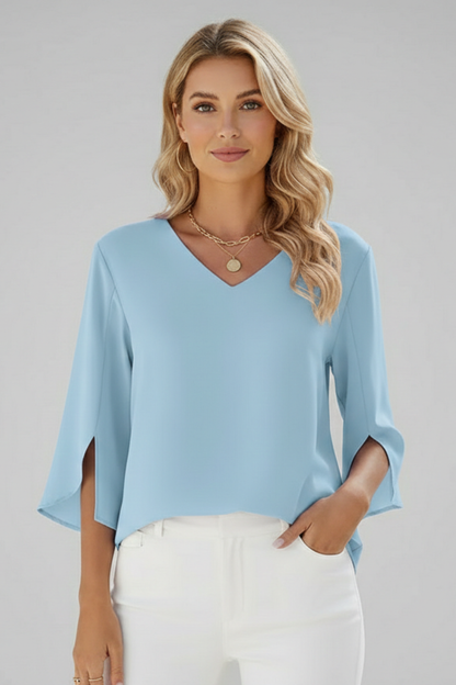 Lila | V Neck Short Sleeve Blouse