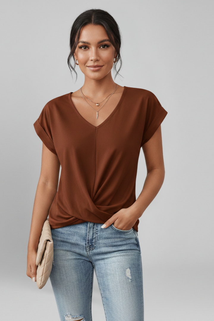 Lila | V Neck Short Sleeve Blouse