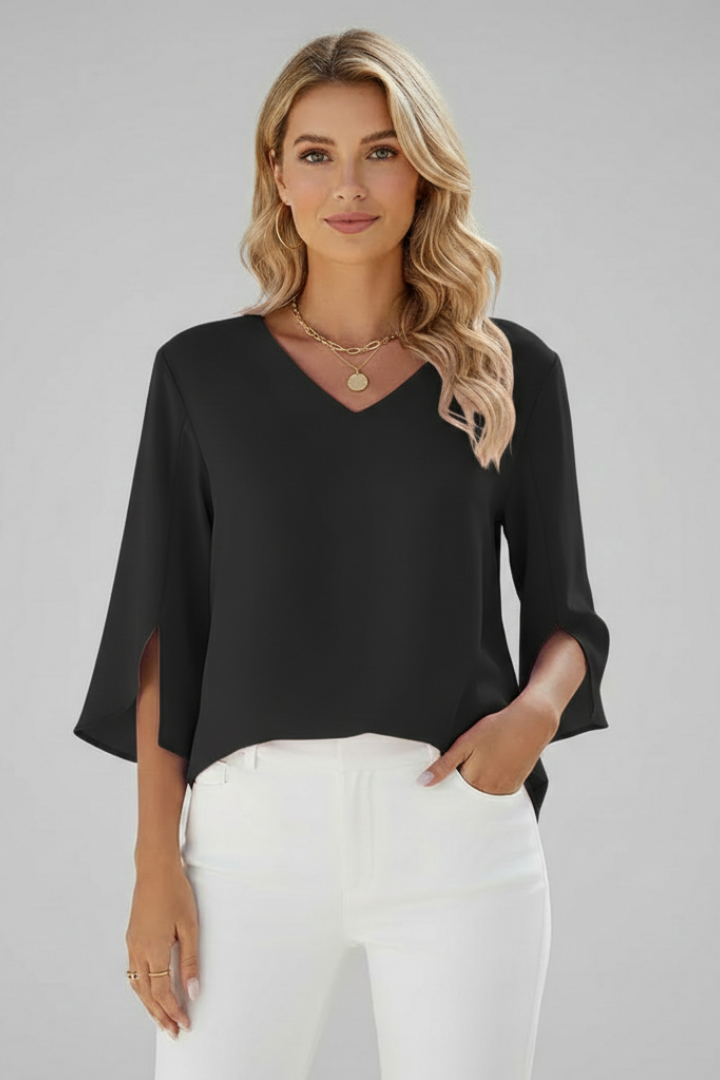 Lila | V Neck Short Sleeve Blouse