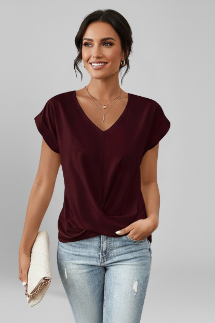 Lena | V Neck Short Sleeve Blouse