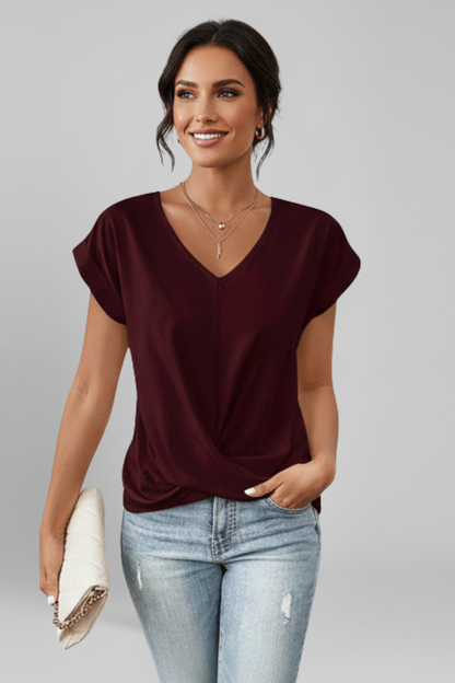 Lena | V Neck Short Sleeve Blouse