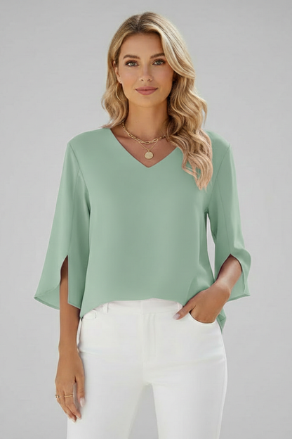 Lila | V Neck Short Sleeve Blouse