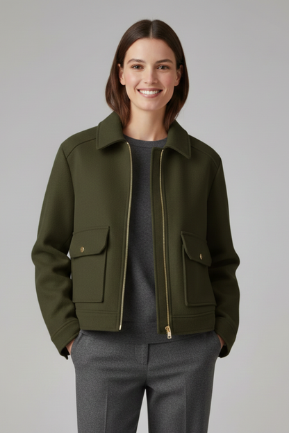 Lena | Chic Bomber Jacket with Lapel Collar