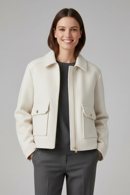 Lena | Chic Bomber Jacket with Lapel Collar