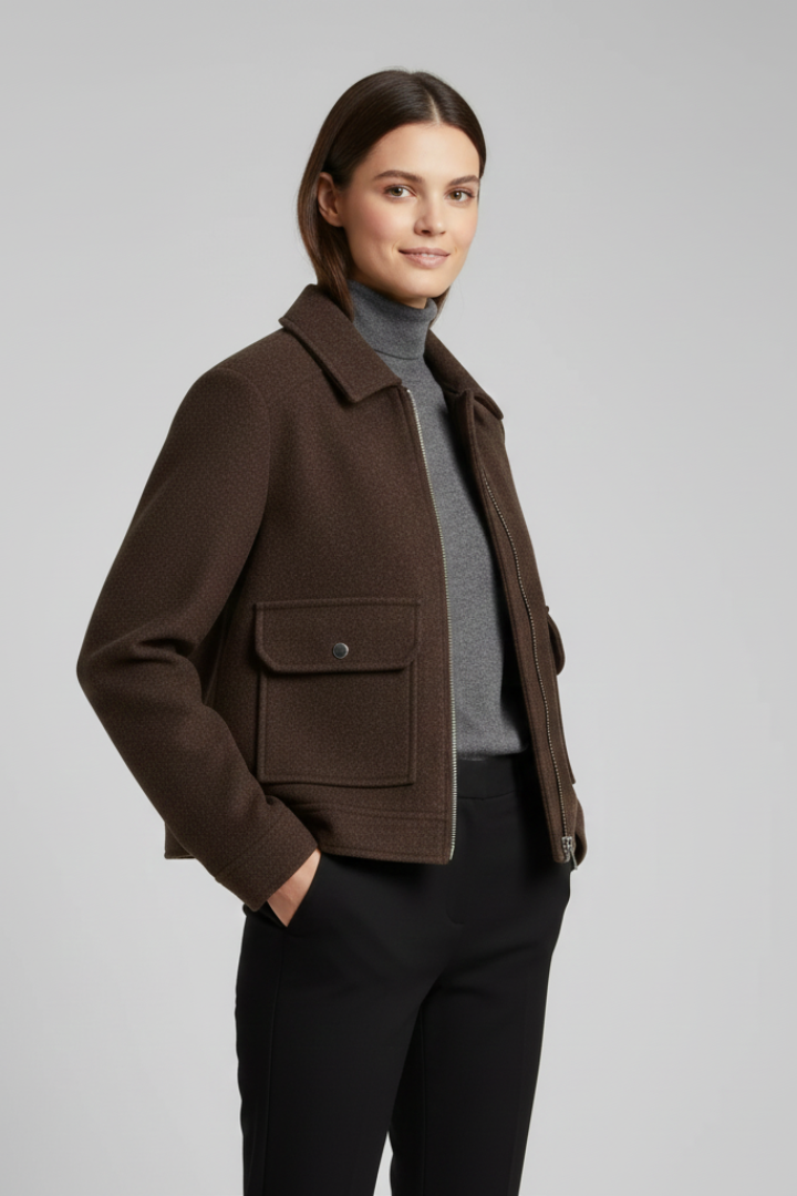Lena | Chic Bomber Jacket with Lapel Collar