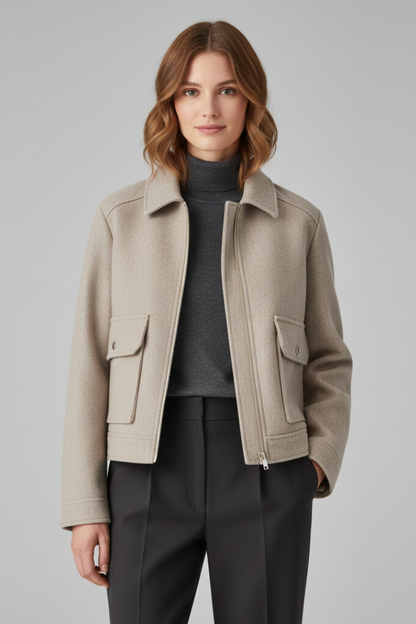Lena | Chic Bomber Jacket with Lapel Collar