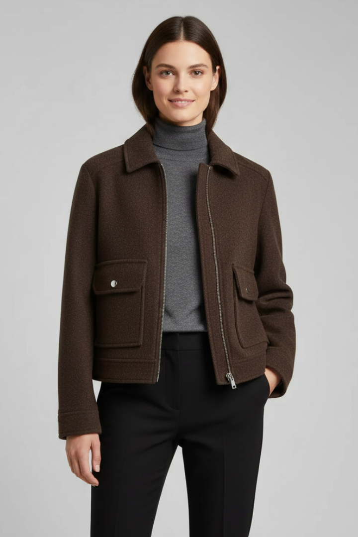 Lena | Chic Bomber Jacket with Lapel Collar